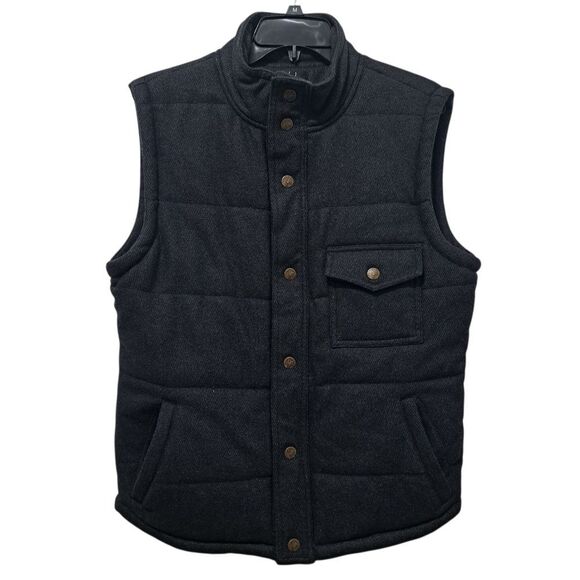 Kane & Unke Quilted Puffer Mens Preppy Wool Vest Snap Button Large  Dark Navy - Picture 3 of 17